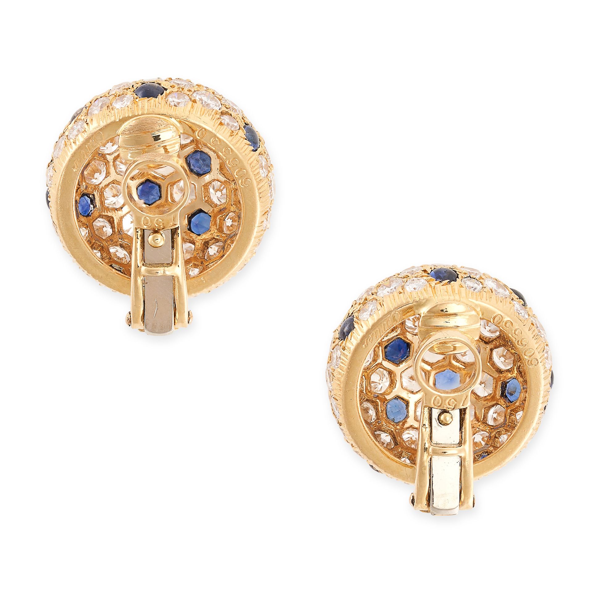 CARTIER, A PAIR OF SAPPHIRE AND DIAMOND PANTHERE DE CARTIER CLIP EARRINGS in 18ct yellow gold, th... - Image 2 of 2