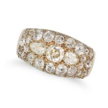 A DIAMOND DRESS RING in rose gold, pave set with old cut diamonds all totalling 3.3-3.5 carats, n...