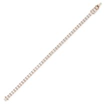 A DIAMOND LINE BRACELET in 18ct rose gold, set with a row of round brilliant cut diamonds all tot...