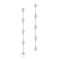ELSA PERETTI FOR TIFFANY & CO., A PAIR OF DIAMONDS BY THE YARD DROP EARRINGS in platinum, each co...