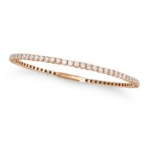 A DIAMOND BANGLE in 18ct rose gold, the flexible bangle set all around with round brilliant cut d...