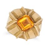 JEAN SCHLUMBERGER FOR TIFFANY & CO., A CITRINE DRESS RING in 18ct yellow gold, the bombe face set...