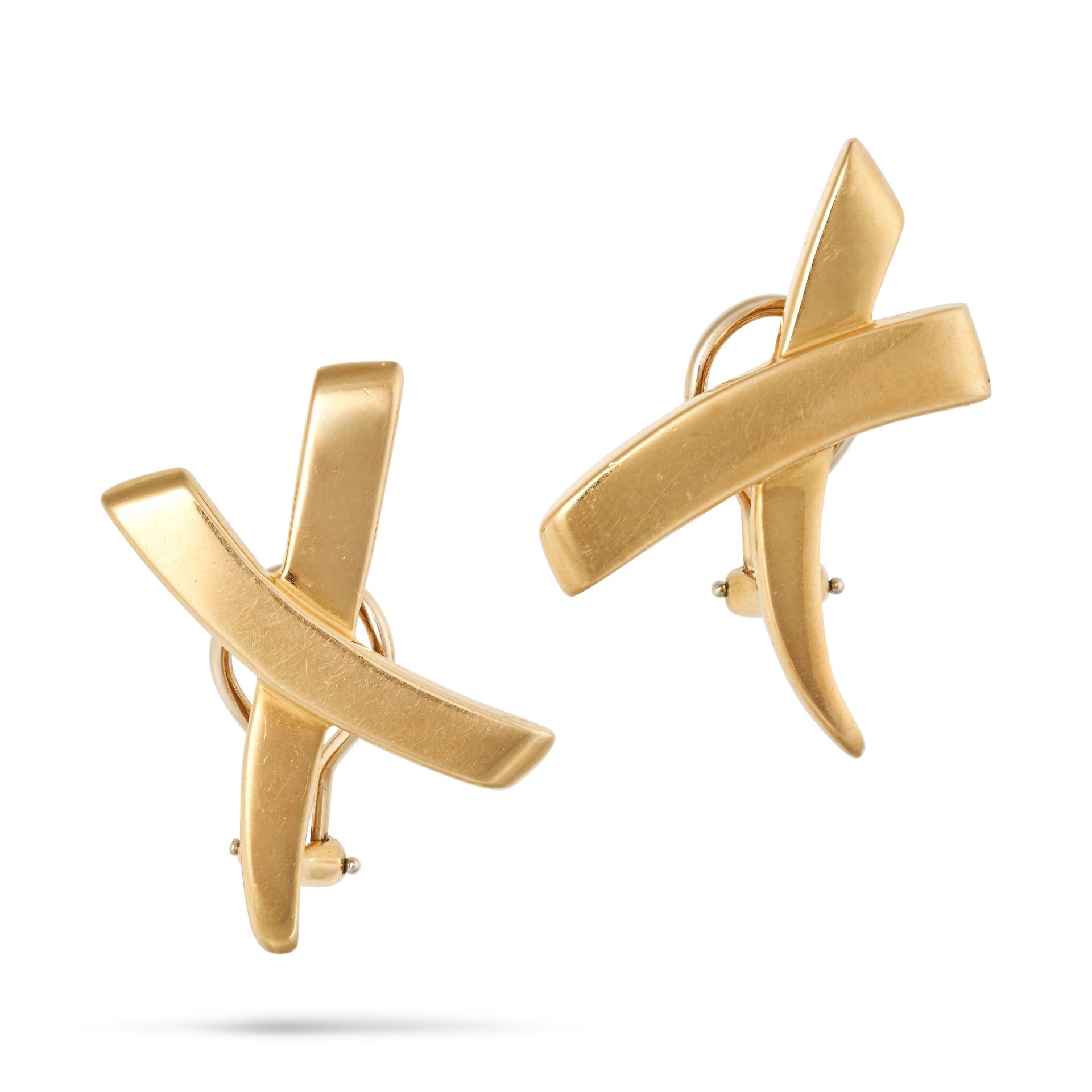 PALOMA PICASSO FOR TIFFANY & CO., A PAIR OF GOLD KISS EARRINGS, 1983 in 18ct yellow gold, each de...