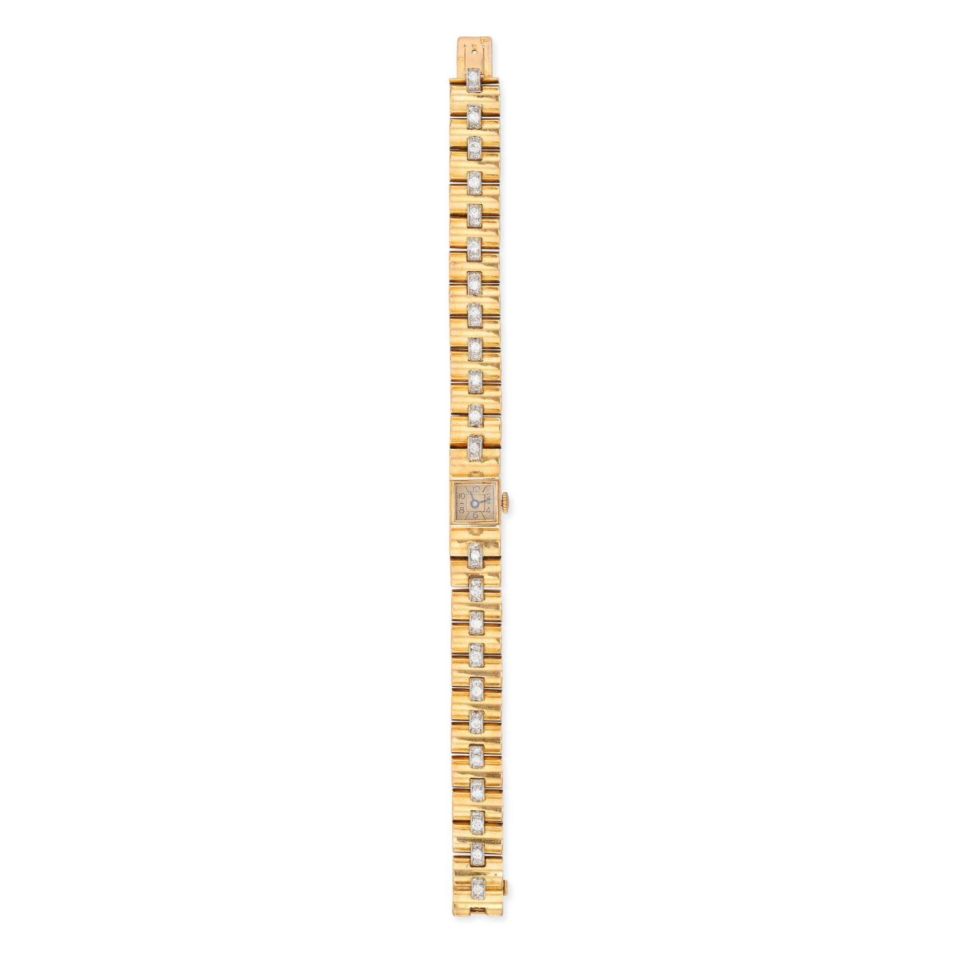 VAN CLEEF & ARPELS - A VINTAGE LADIES VCA  DIAMOND BRACELET WATCH in 18ct yellow gold, 54.505, 15...