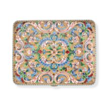 NO RESERVE - AN ANTIQUE RUSSIAN CLOISONNE ENAMEL AND SILVER CIGARETTE CASE, MOSCOW 1899-1908 in 8...