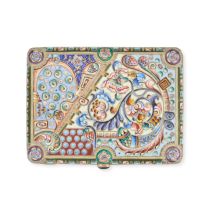 NO RESERVE - AN ANTIQUE RUSSIAN CLOISONNE ENAMEL AND SILVER CIGARETTE CASE, MOSCOW 1908-17 in 84 ...