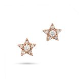 A PAIR OF DIAMOND STAR STUD EARRINGS in 18ct rose gold, each designed as a star set with round br...