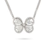 A DIAMOND BUTTERFLY PENDANT NECKLACE in 18ct white gold, designed as a butterfly set with a round...