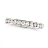 TIFFANY & CO., A DIAMOND HALF ETERNITY RING in platinum, half set with a row of round brilliant c...