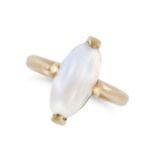LUCIENNE LAZON, A VINTAGE MOONSTONE RING in 18ct yellow gold, set with a cabochon moonstone on a ...