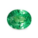 AN UNMOUNTED 1.89 CARAT TSAVORITE GARNET oval cut, 1.89 carats. Accompanied by a gemmological rep...