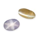 NO RESERVE - AN UNMOUNTED STAR SAPPHIRE AND CAT'S EYE CHRYSOBERYL cabochon cut, lavender star sap...