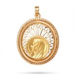 A.AUGIS, A VINTAGE MADONNA PENDANT in yellow gold, the medallion depicting the Virgin Mary within...