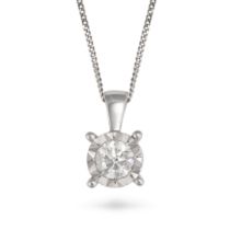 A DIAMOND PENDANT NECKLACE in 9ct white gold, the pendant set with a round brilliant cut diamond ...