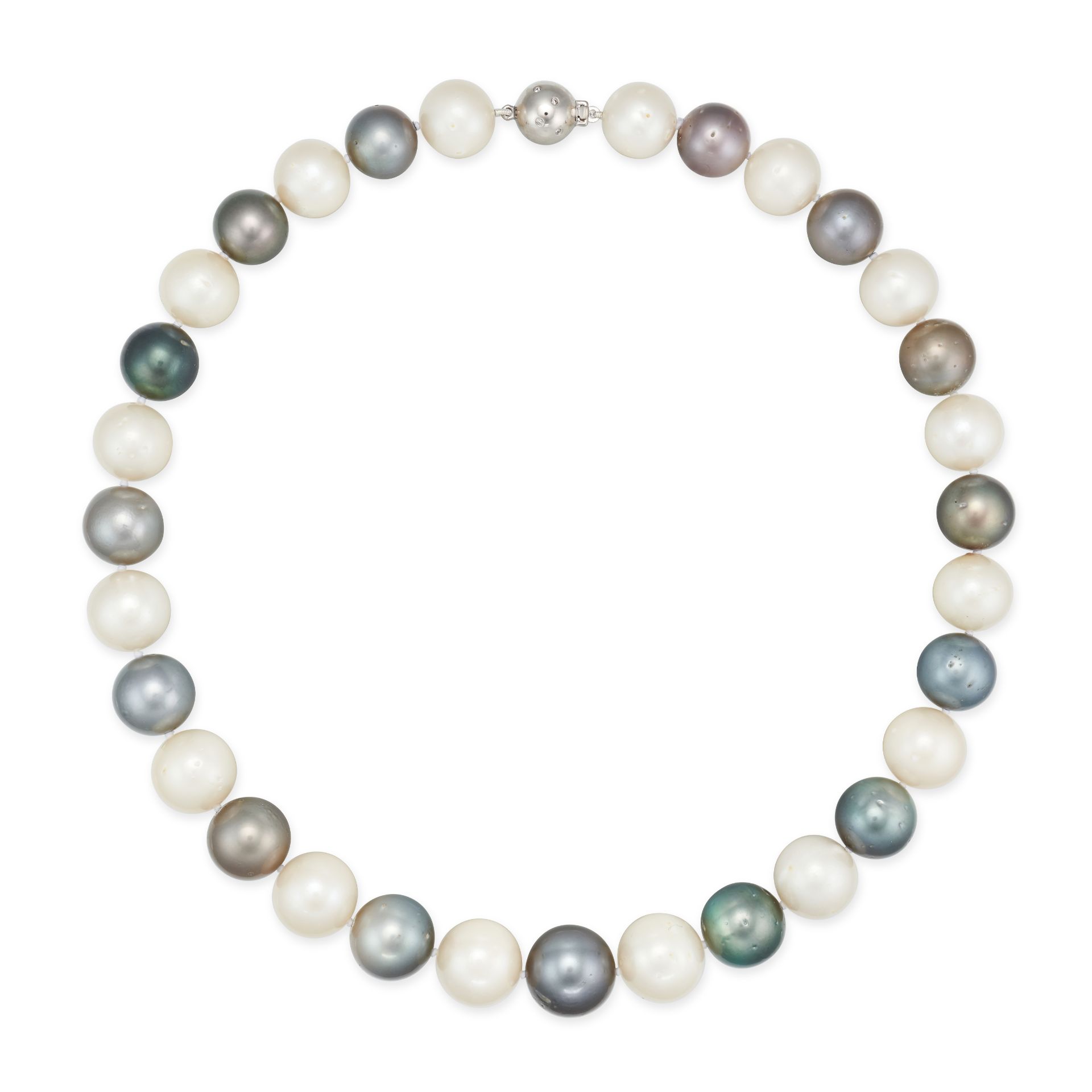 A TAHITIAN AND SOUTH SEA PEARL AND DIAMOND NECKLACE i