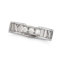 TIFFANY & CO., A DIAMOND ATLAS RING in 18ct white gold, the band ring with embossed Roman numeral...