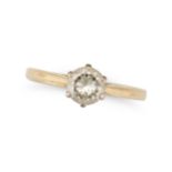 A SOLITAIRE DIAMOND RING in 18ct yellow gold, set with a round brilliant cut diamond of approxima...
