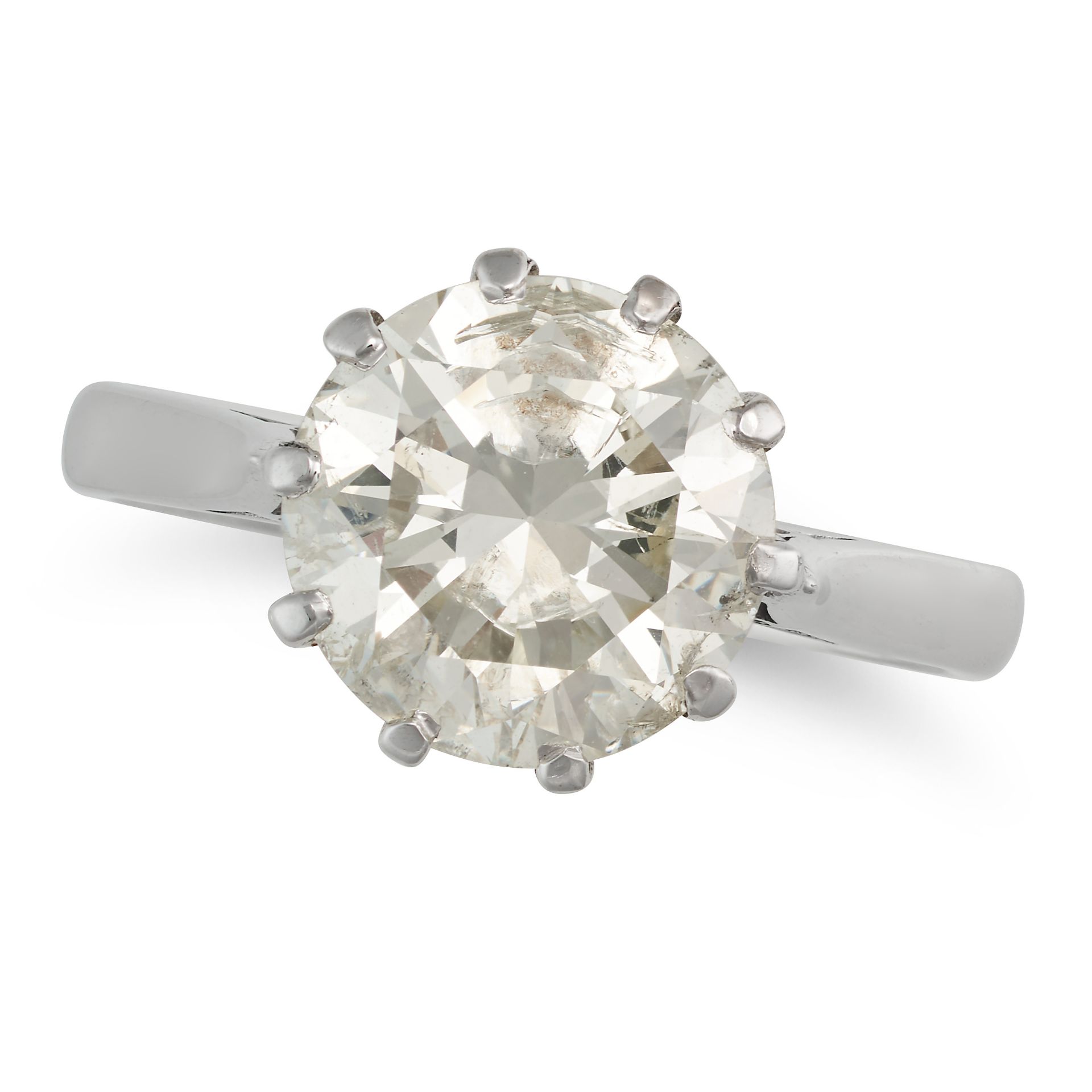 A 5.00 CARAT SOLITAIRE DIAMOND RING in 18ct white gold, set with a round brilliant cut diamond of...