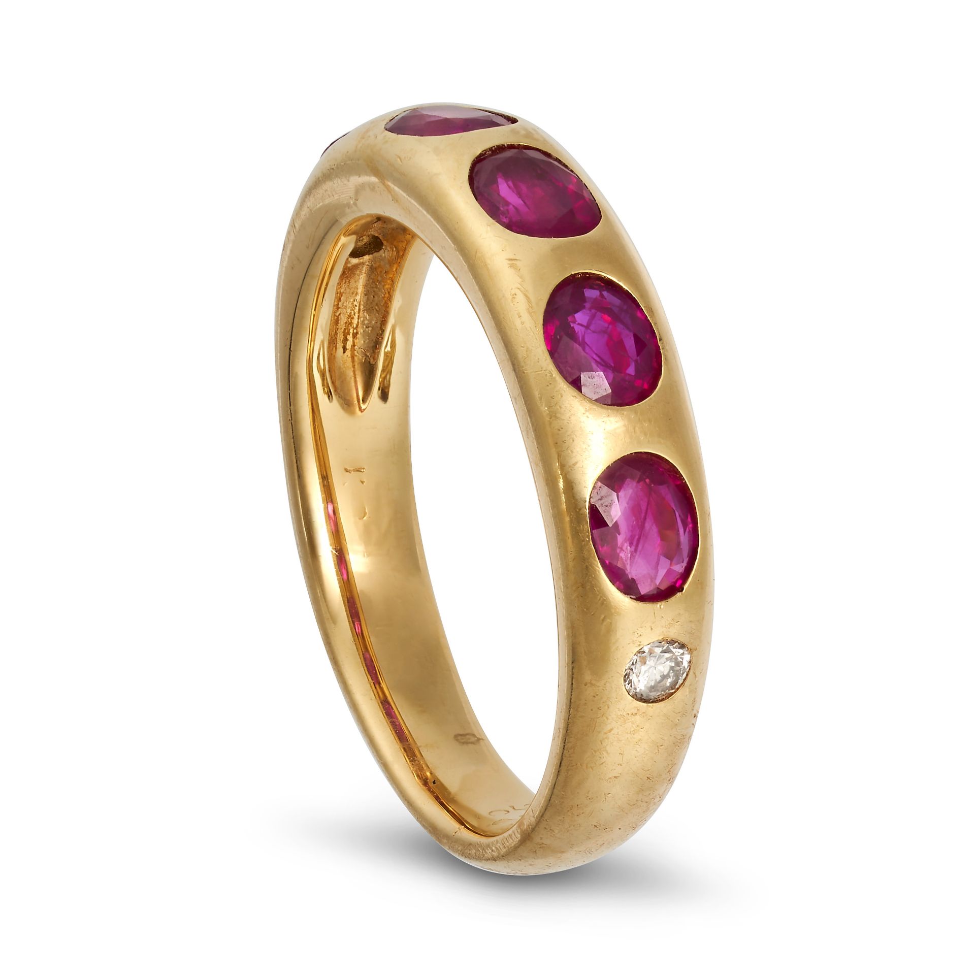 A RUBY AND DIAMOND BAND RING in 18ct yellow gold, set with five oval cut rubies all totalling 1.2... - Image 2 of 2