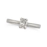 A SOLITAIRE DIAMOND RING in platinum, set with a radiant cut diamond of approximately 0.40 carats...