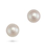 NO RESERVE - A PAIR OF PEARL STUD EARRINGS in yellow gold, each set with a pearl of 9.5mm, no ass...