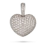 A DIAMOND HEART PENDANT in 18ct white gold, designed as a heart pave set with round brilliant cut...
