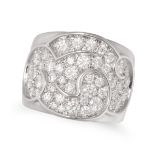 MARINA B, AN ONDA DIAMOND DRESS RING in 18ct white gold, the open band ring in a stylised design,...