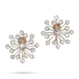 TIFFANY & CO., A PAIR OF DIAMOND STARBURST EARRINGS in 18ct yellow gold and platinum, designed as...