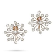 TIFFANY & CO., A PAIR OF DIAMOND STARBURST EARRINGS in 18ct yellow gold and platinum, designed as...