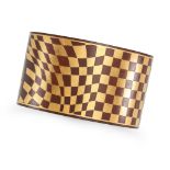 ANGELA CUMMINGS FOR TIFFANY & CO., AN IRON AND LACQUER DAMASCENE CUFF BANGLE the wide open cuff b...