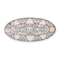 TIFFANY & CO., AN EXQUISITE ART DECO ROCK CRYSTAL AND DIAMOND BROOCH in platinum, the oval brooch...