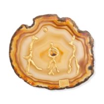 JEAN MAHIE, AN AGATE PAPERWEIGHT in yellow gold, comprising an agate slice with applied abstract ...