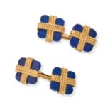 VAN CLEEF & ARPELS, A PAIR OF LAPIS LAZULI CUFFLINKS in 18ct yellow gold, each link comprising a ...
