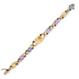 DEAKIN & FRANCIS, AN UNHEATED MULTICOLOUR SAPPHIRE AND DIAMOND BRACELET in 18ct yellow gold, comp...