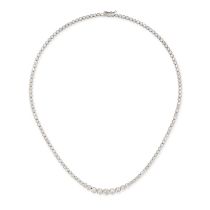 A DIAMOND RIVIERE NECKLACE in 18ct white gold, comprising a graduating row of round brilliant cut...