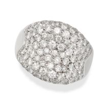 A DIAMOND DRESS RING in 18ct white gold, pave set with round brilliant cut diamonds, the diamonds...