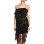 LANVIN CRYSTAL TULLE MINI DRESS Condition grade C+. Size French 40. 80cm chest, 80cm length. Bl...