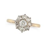 A DIAMOND CLUSTER RING in 18ct yellow gold, set with a cluster of old cut diamonds all totalling ...