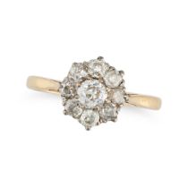 A DIAMOND CLUSTER RING in 18ct yellow gold, set with a cluster of old cut diamonds all totalling ...