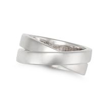 CARTIER, A NOUVELLE VAGUE RING in 18ct white gold, designed as two interlocking bands, signed Car...