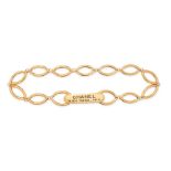 CHANEL, A VINTAGE CHAIN BELT in 24ct gold plated metal, the chain accented by a branded 'Chanel 3...