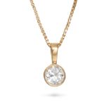 A DIAMOND PENDANT NECKLACE in 18ct yellow gold, the pendant set with an old European cut diamond ...