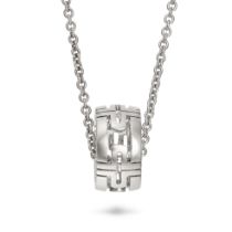 BULGARI, A PARENTESI PENDANT NECKLACE in 18ct white gold, comprising a modular pendant suspended ...