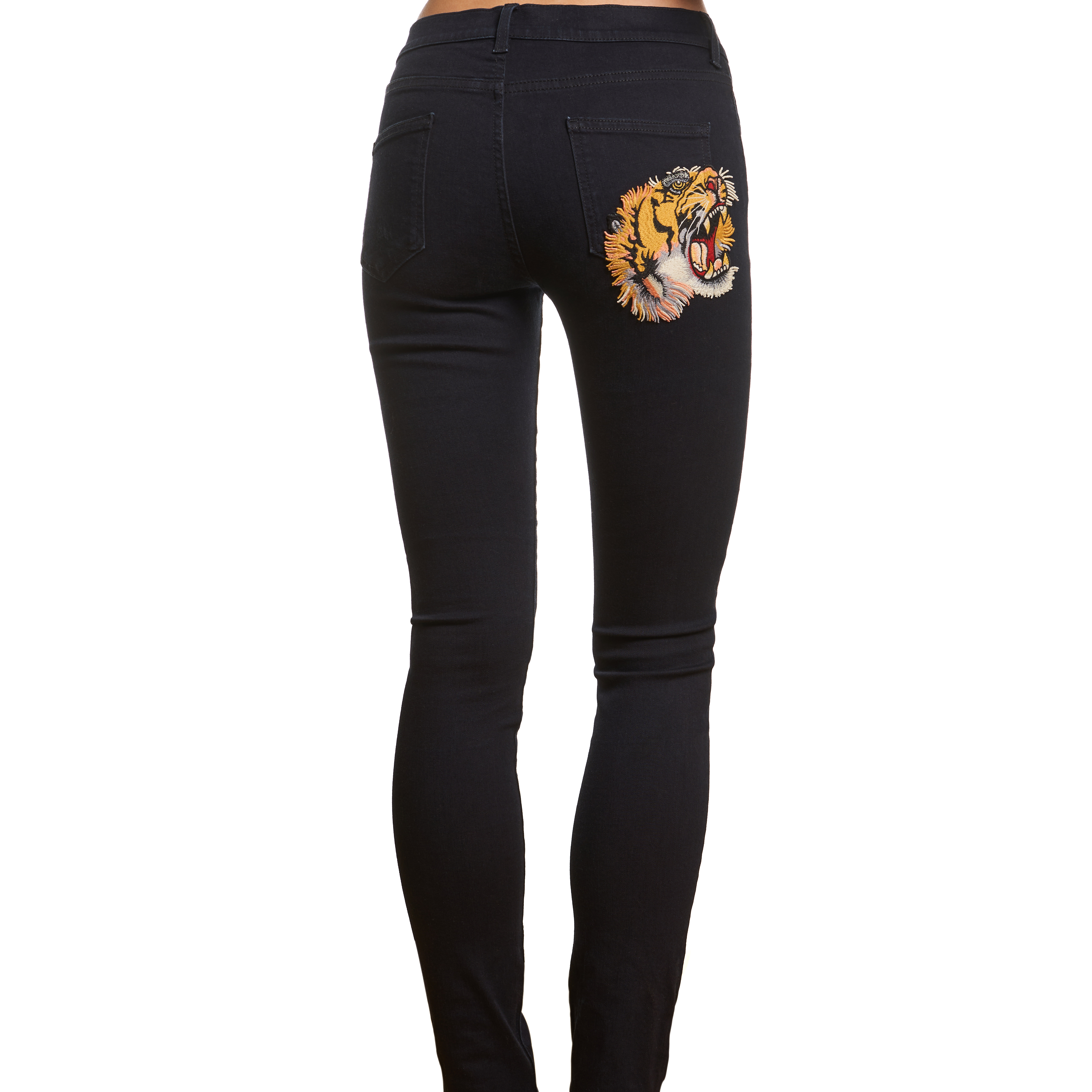 GUCCI TIGER EMBROIDERED SKINNY JEANS Condition grade B. Waist 28, 100cm length. Black skinny ... - Image 2 of 2