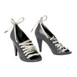 BALENCIAGA GREY LACE UP HEELS Condition grade A, unworn. Size 37.5. Heel height 10cm. Grey and ...