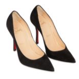 CHRISTIAN LOUBOUTIN BLACK STILETTO HEELS Condition grade B.  Size 35. Heel height 10cm. Black s...