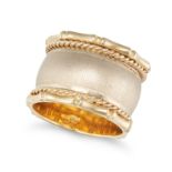 A STYLISED BAND RING in 14ct yellow gold, the band with rope and bamboo motifs, stamped 14K, make...