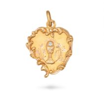 NO RESERVE - AN ANTIQUE FRENCH LOVE TOKEN PENDANT in 18ct yellow gold, the heart shaped pendant w...