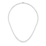 A DIAMOND RIVIERE NECKLACE in 18ct white gold, comprising a row of graduating bezel set round bri...