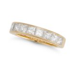 BOODLES, A DIAMOND HALF ETERNITY RING in 18ct yellow gold, channel set with nine princess cut dia...